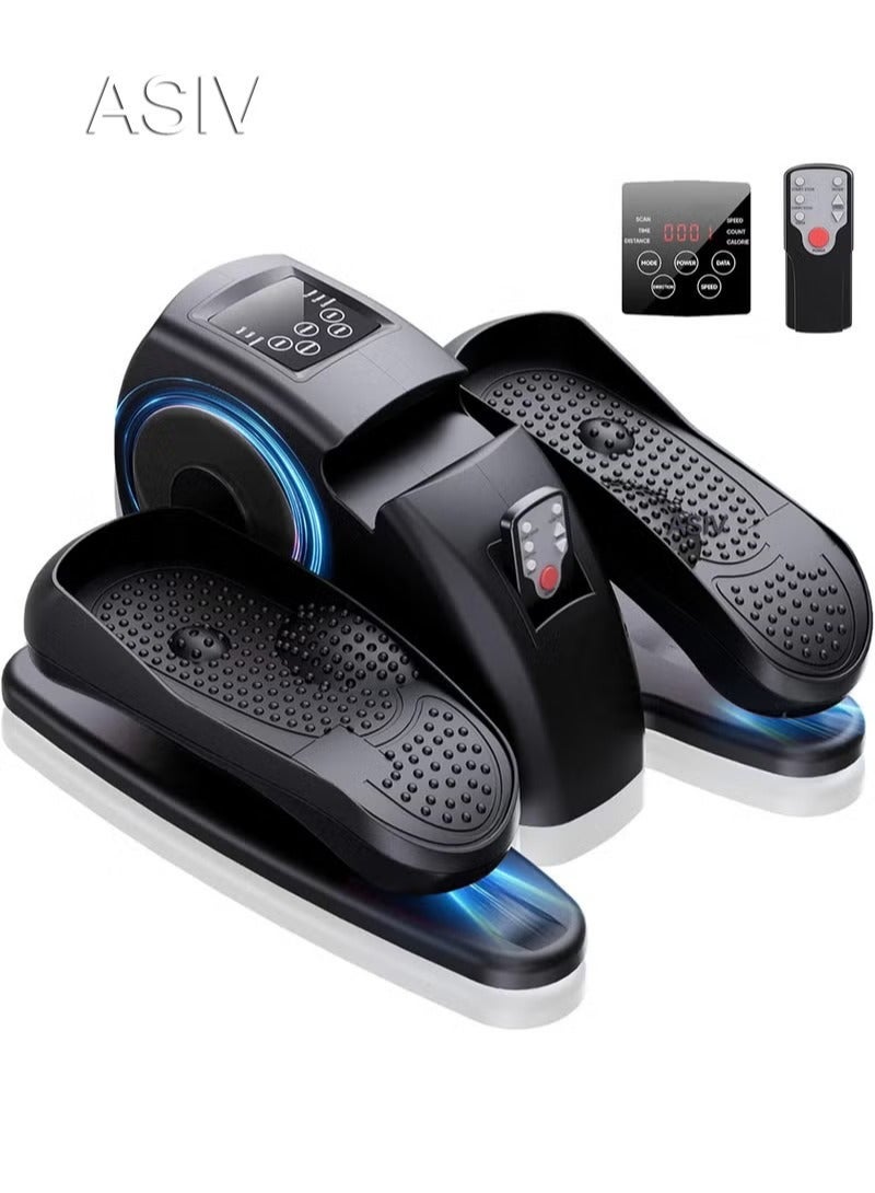 أسيف جهاز تمارين بيضاوي الشكل تحت المكتب، جهاز تمارين الساق البيضاوي لكبار السن، مجمع بالكامل، جهاز تمارين دواسة كهربائي محمول وهادئ مع جهاز تحكم عن بعد و12 سرعة قابلة للتعديل، أسود - Image 1